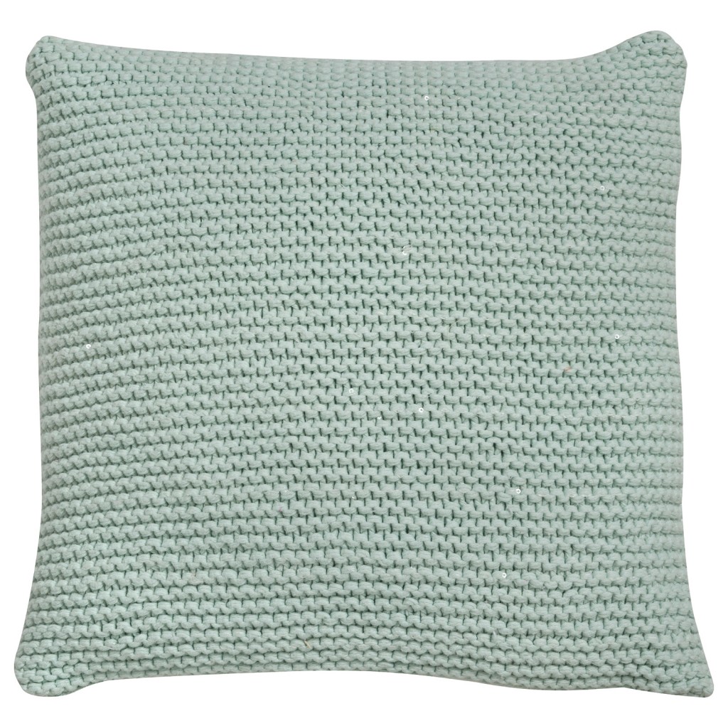 Oving Duck Egg Knitted Sequin Cushion