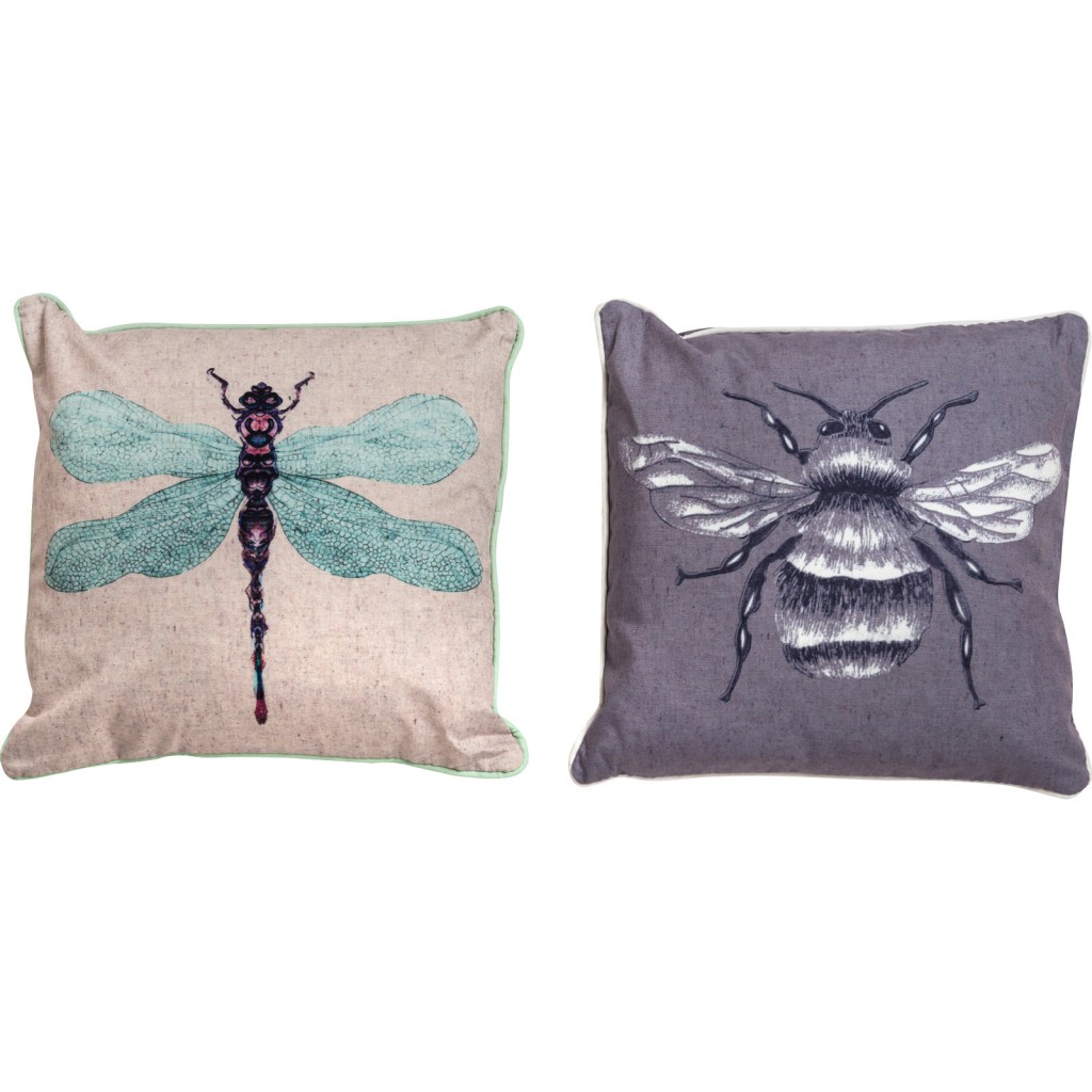 Bee & Dragonfly Print Cushion