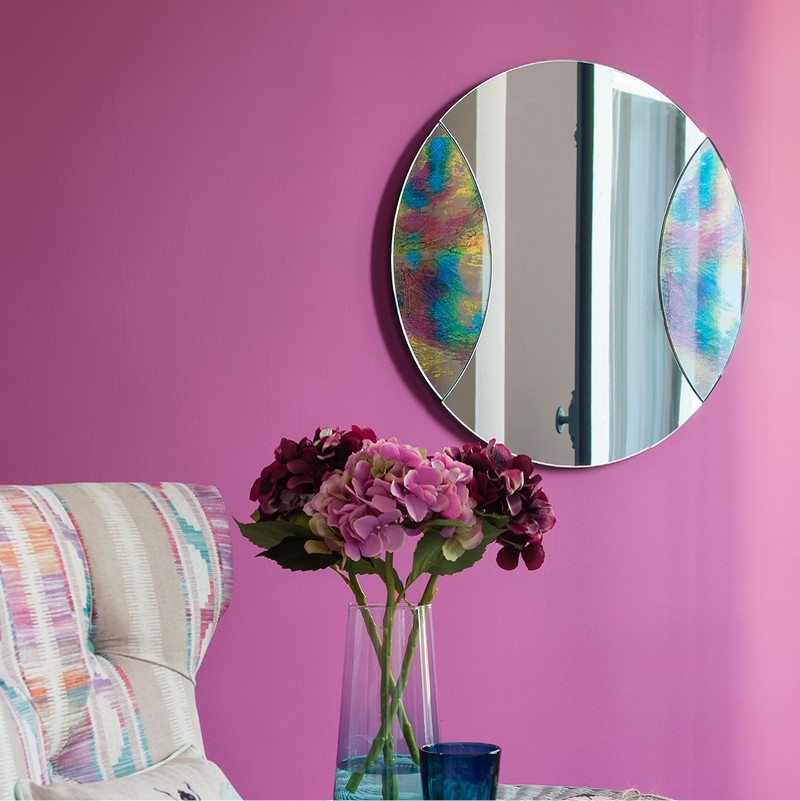 Oake Round Mirror With Rainbow Marbling Luxury Designer Mirrors