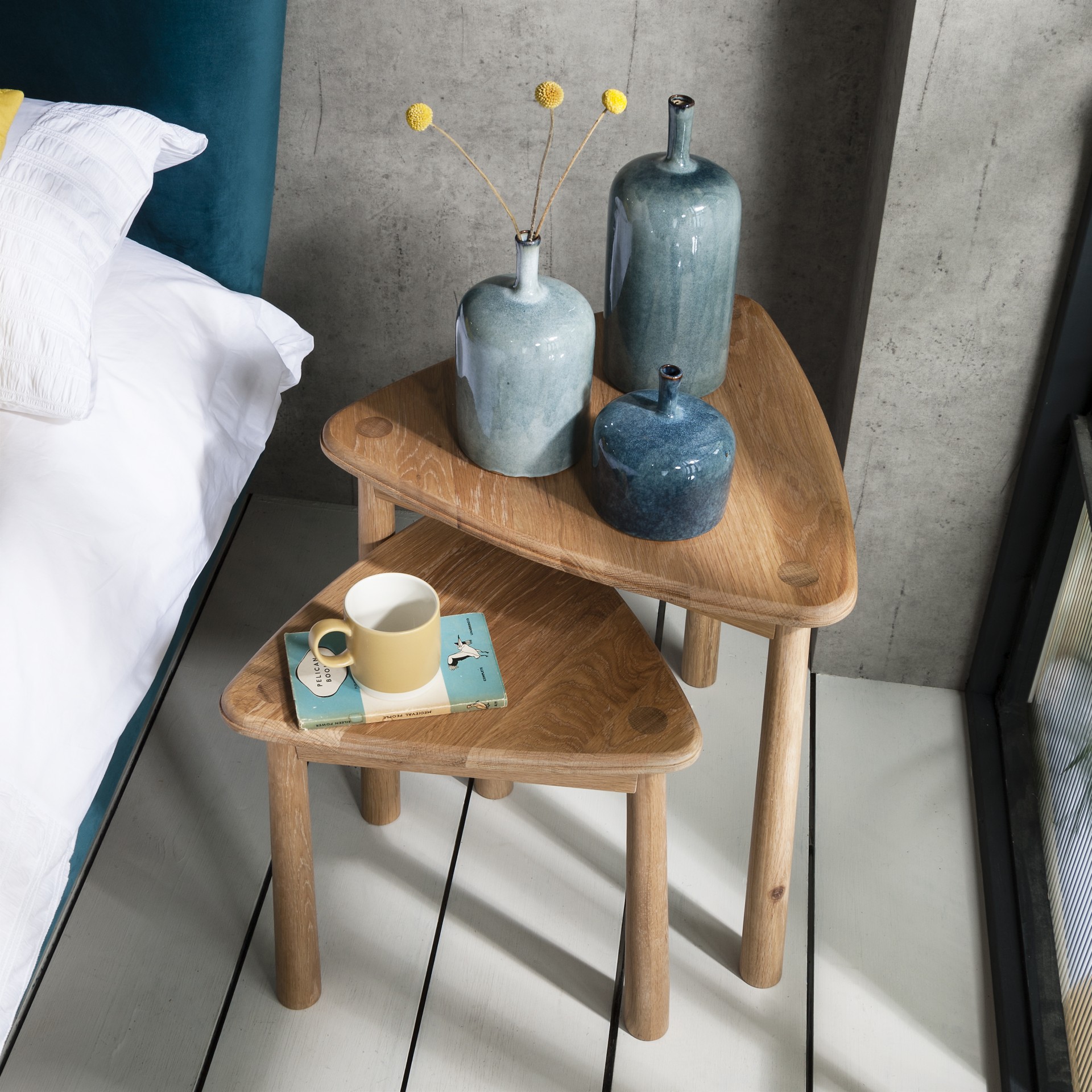 Nordic Nest of Side Tables 2 Oak Nesting Tables