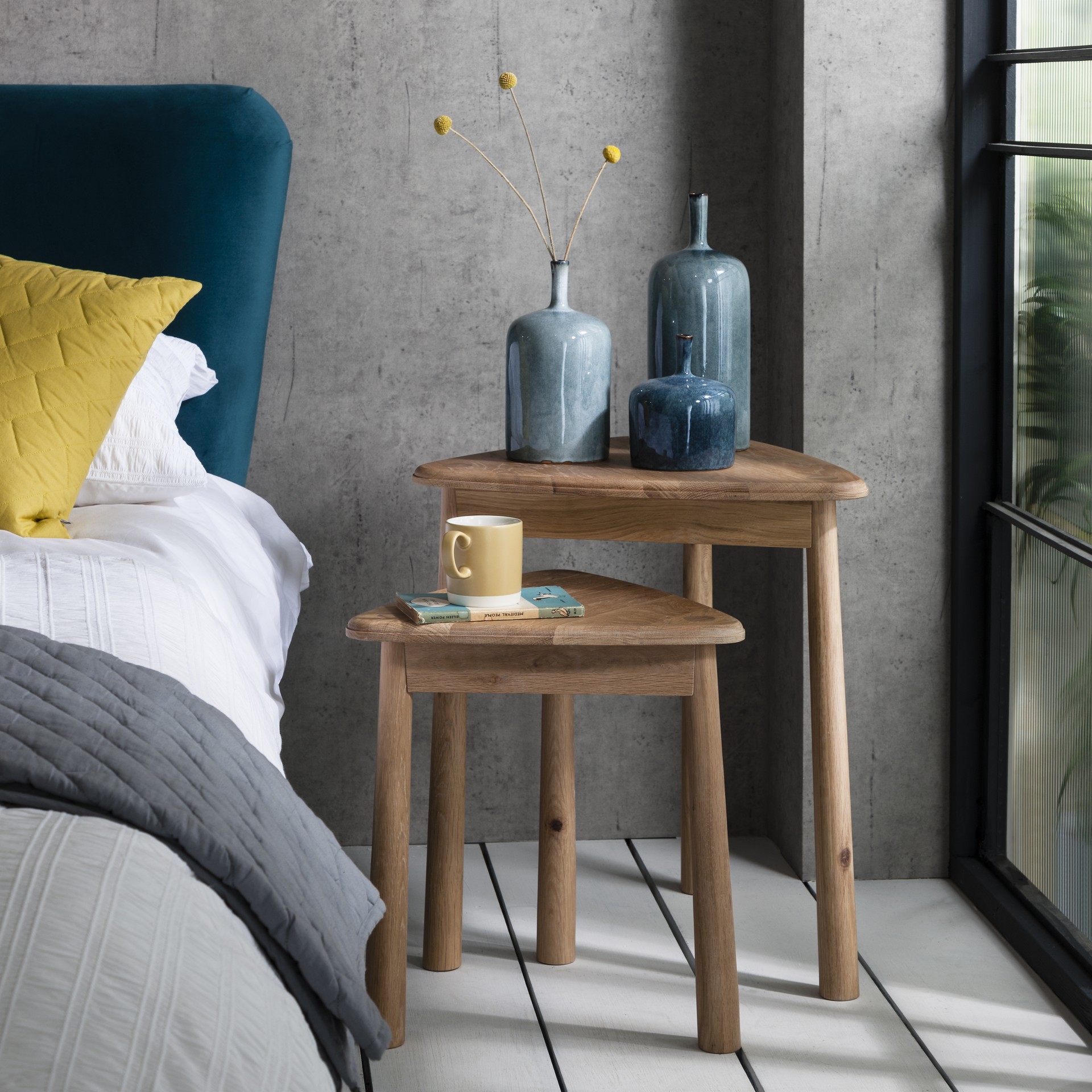 Nordic Nest of Side Tables 2 Oak Nesting Tables