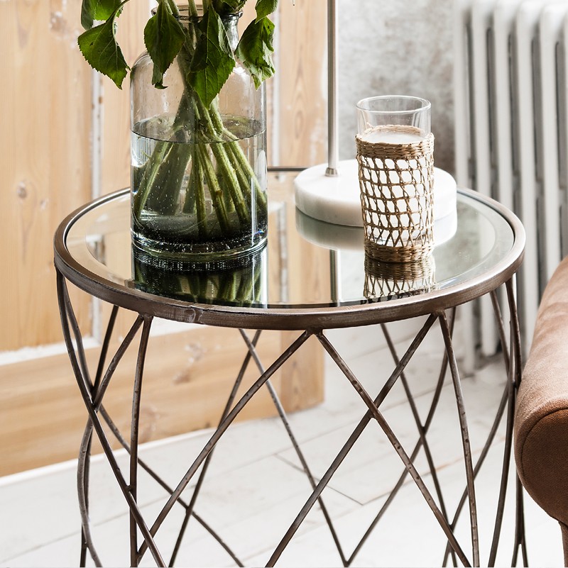 Metal Side Table for Living Room Coffee Table Rowhook