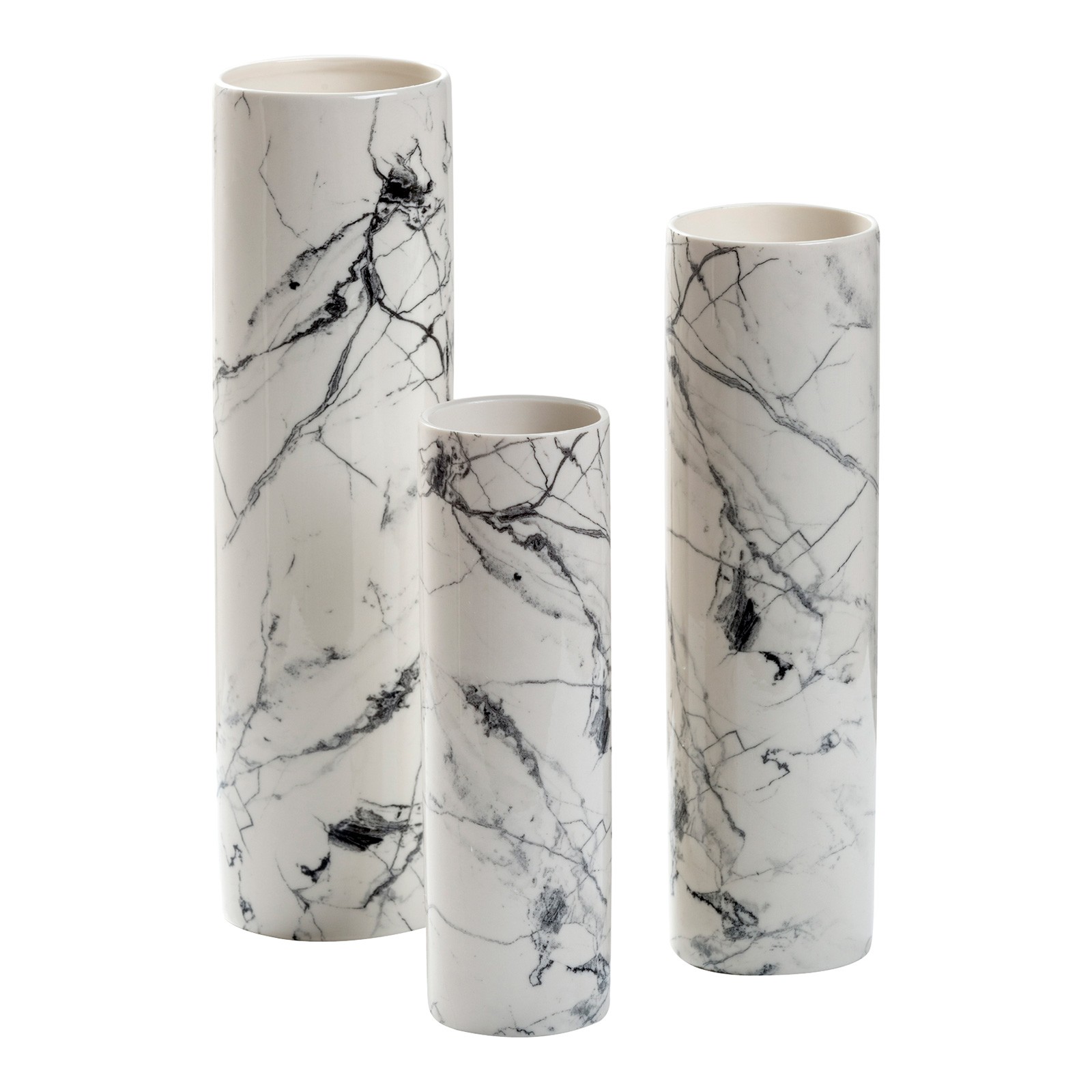 3 Ceramic Vases with a Marble Effect Finish The Selham Set