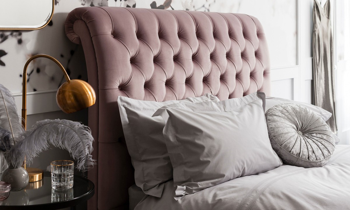 Luxury velvet upholstered bed  - Madehurst