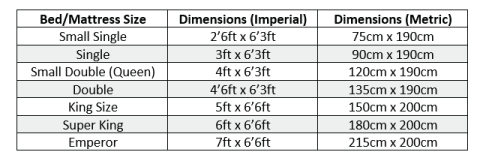 bed sizes